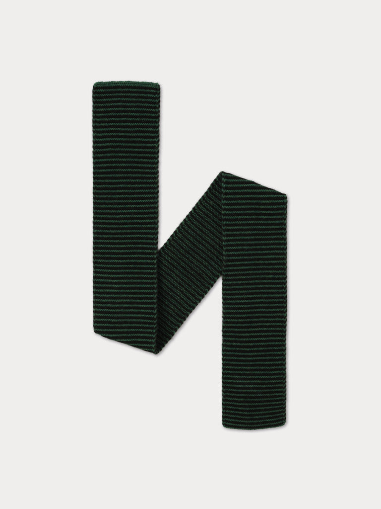 black and green striped scarf