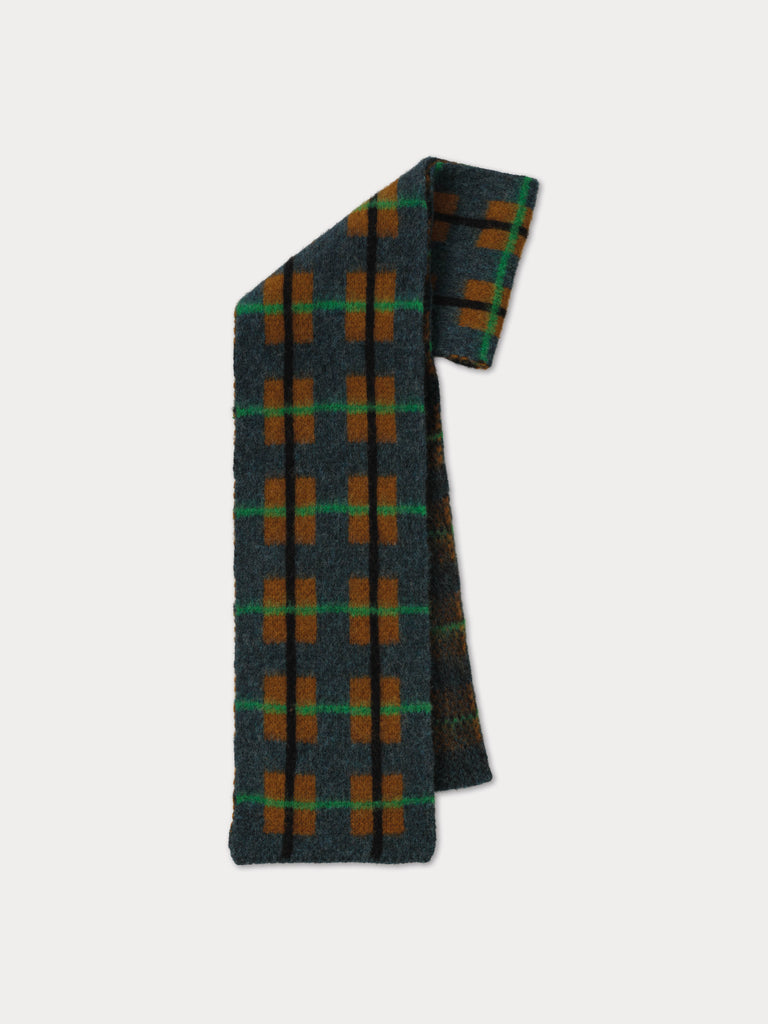 tartan scarf with blue, brown, green and black