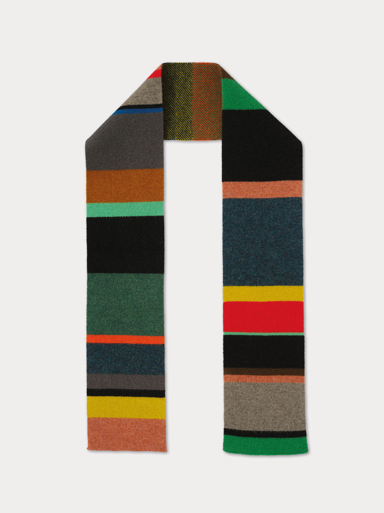 scarf with colourful stripes of varying widths