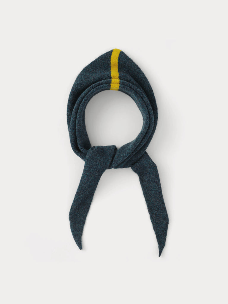 Navy blue single stripe scarf with a yellow stripe 