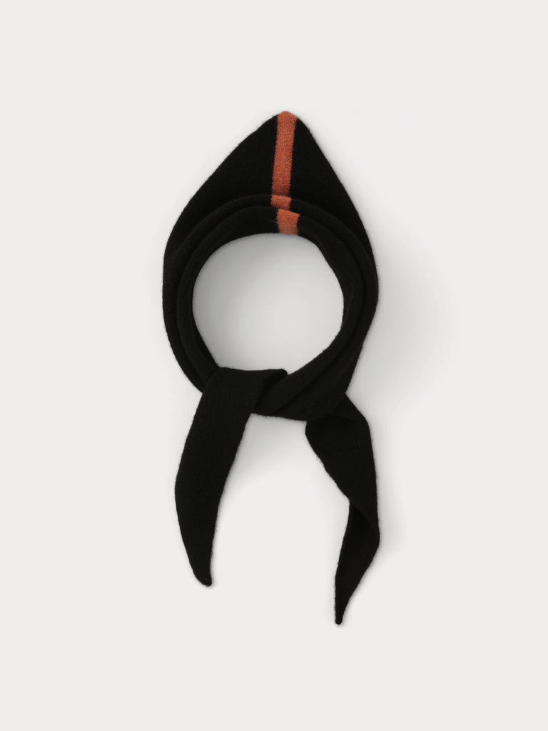 single stripe scarf black and red/orange