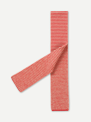 SMALL GARTER STITCH SCARF POPPY & OATMEAL