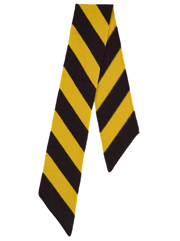 Small Wide Stripe Diagonal Scarf Black & Turmeric-Small Scarves & Neckerchiefs-Jo Gordon-Small Wide Stripe Diagonal Scarf Black & Turmeric-100% Lambswool-Small Scarf