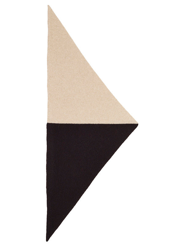 Half Half Triangle Neckerchief Black & Oatmeal-Small Scarves & Neckerchiefs-Jo Gordon-Half Half Triangle Neckerchief Black & Oatmeal-100% Lambswool-Neckerchief