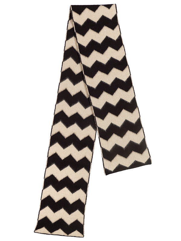 Brushed Zigzag Scarf Black & Oatmeal