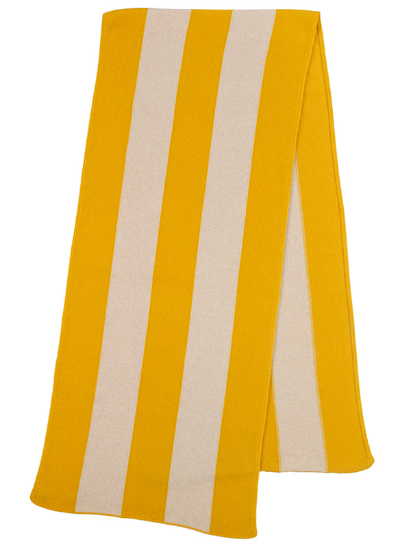 Vertical Stripe Brushed Blanket scarf golden eye & oatmeal