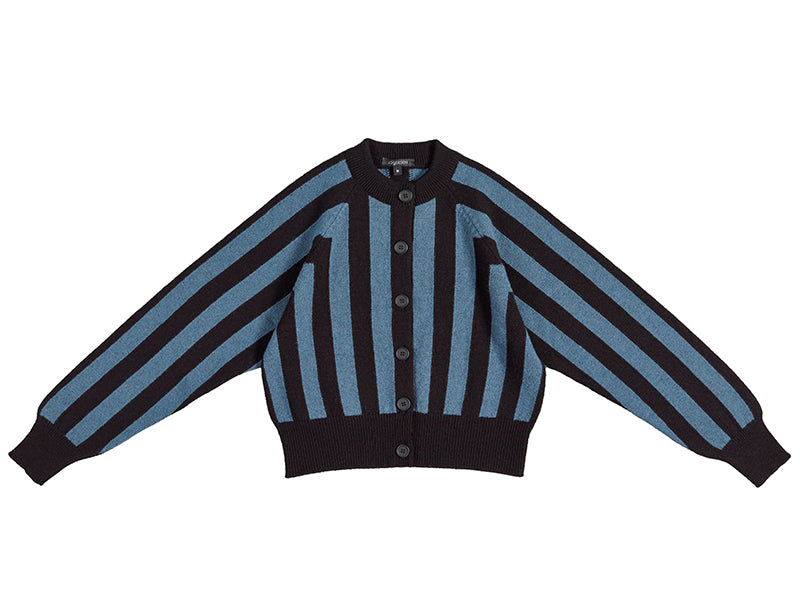 Vertical Stripe Cardigan Black & Light Storm